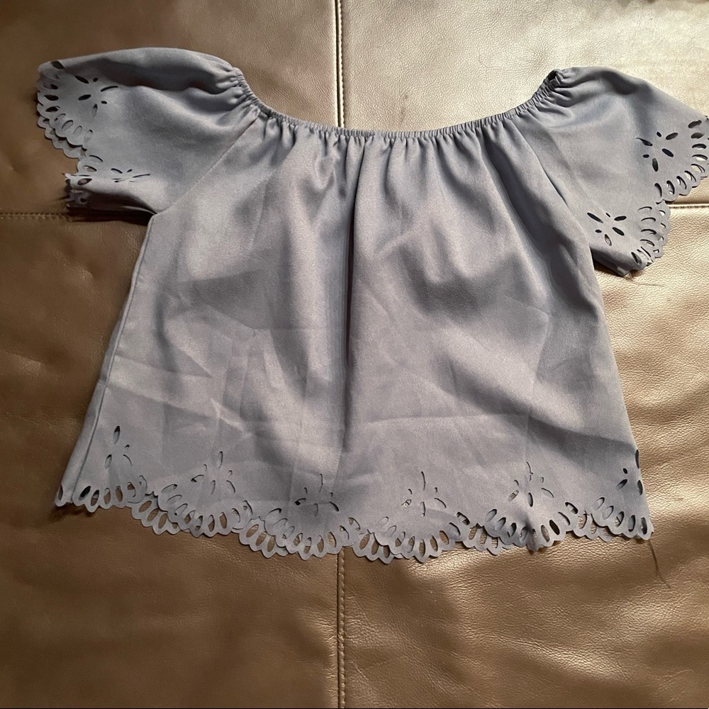 Blue off shoulder top